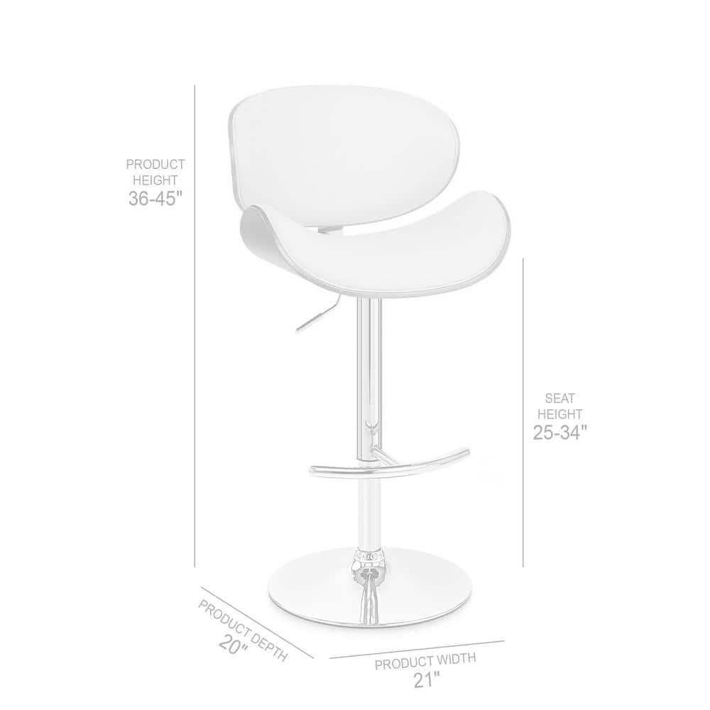 Armen Living Naples 34" Contemporary Faux Leather & Metal Bar Stool in Black