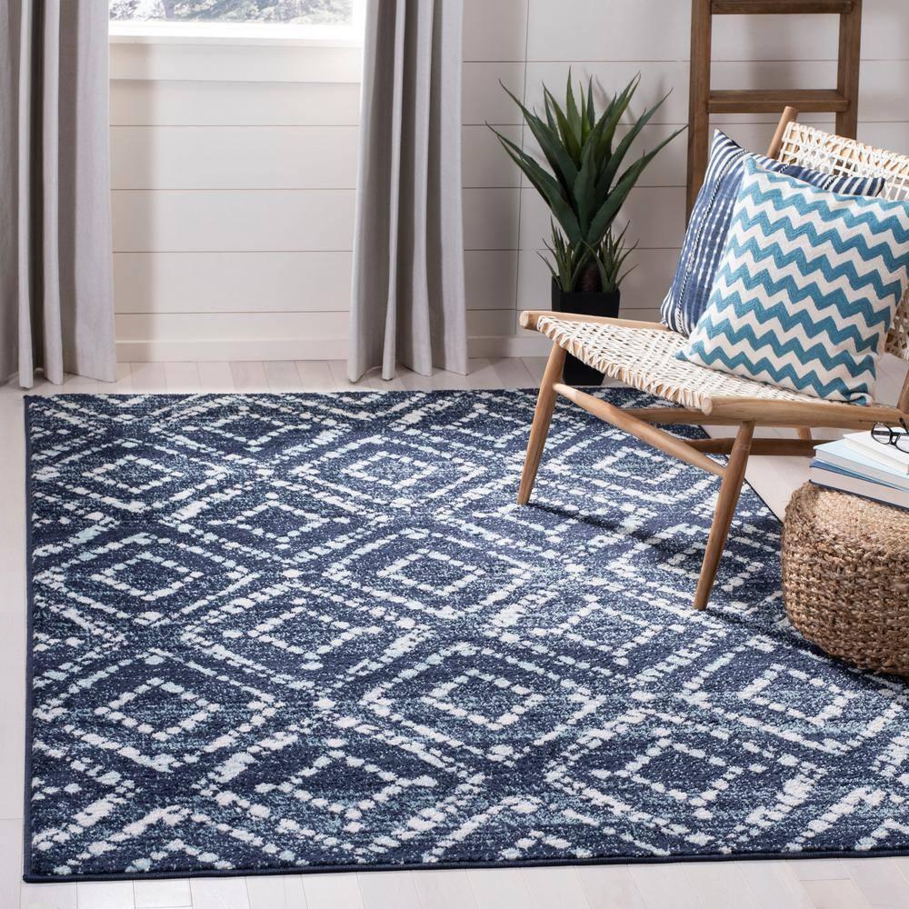 Adirondack ADR131 Machine Made Indoor Area Rug - Navy/Ivory - 8'x10' - Safavieh