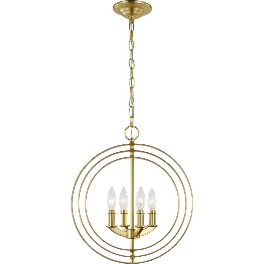 P3827-12-Progress Lighting-Equinox - 4 Light in Luxe and New Traditional and Transitional style - 16 Inches wide by 18.38 Inches high-Satin Brass