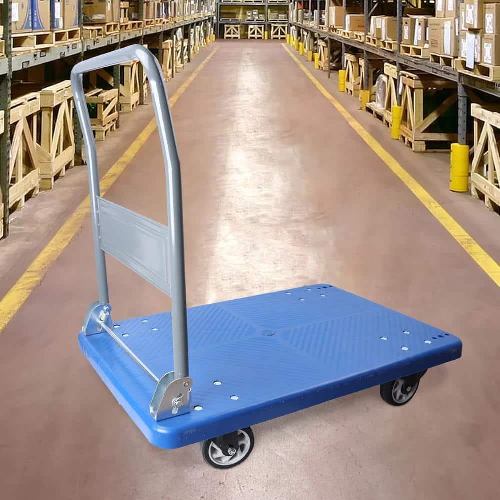 Push Cart Dolly 660 lbs. Capacity Platform Truck Foldable Platform Cart Upgraded Heavy Duty Moving Cart with PU Wheels for Home Garden Warehouse Garage Workshops
