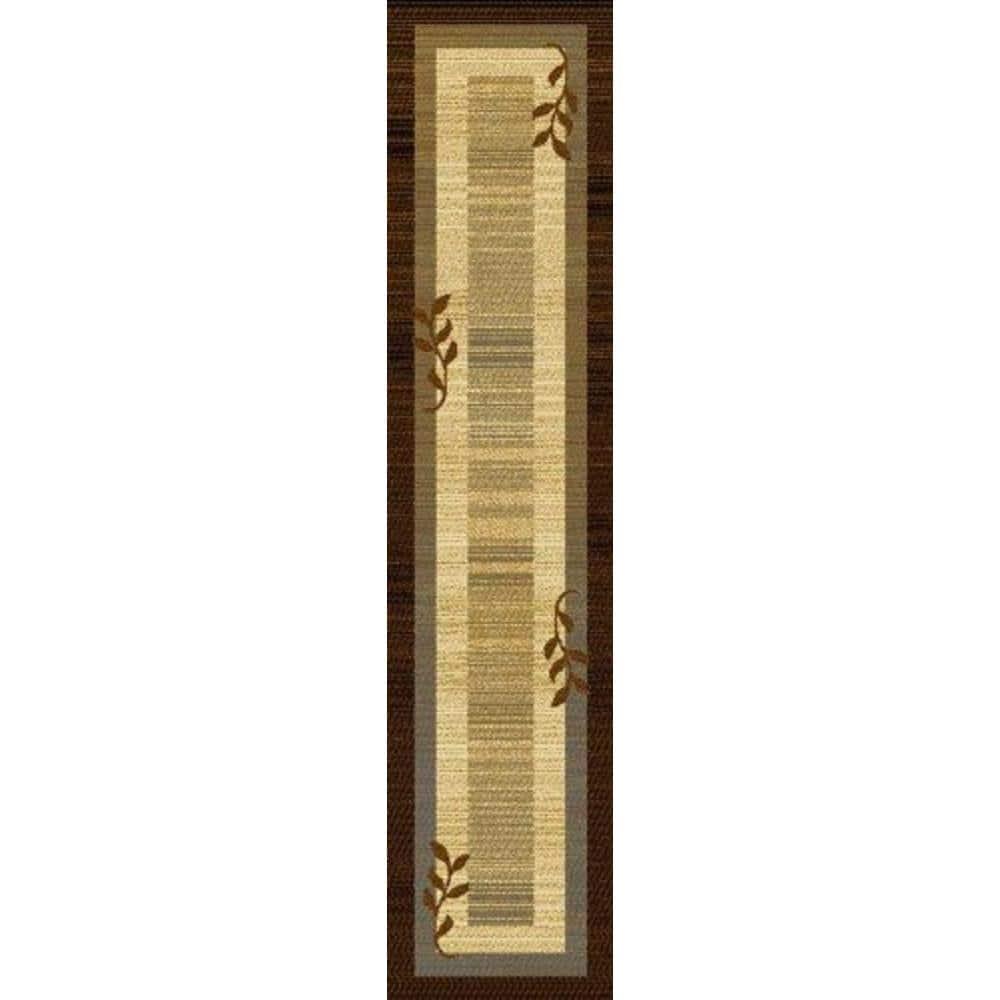 Home Dynamix Royalty Clover Contemporary Geometric Border Runner Area Rug, Brown/Blue, 1'9"x7'2"
