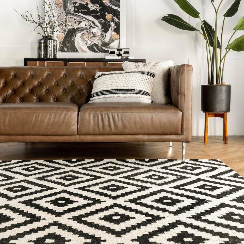 Kellee Contemporary Black Doormat 3 ft. x 5 ft. Indoor Oval Area Rug