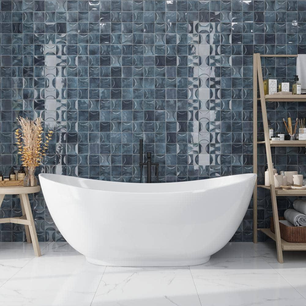 Antiek 3.94 in. x 3.94 in. Glossy Ceramic Square Deco Wall Tile (6.68 sq. ft./case) (60-pack)