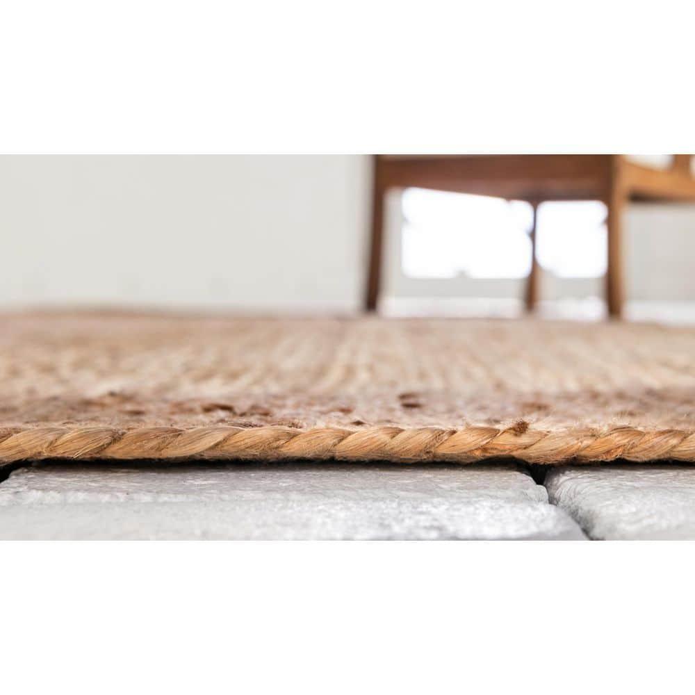 Unique Loom 2'6"x6' Braided Jute Dhaka Natural Indoor Area Rug