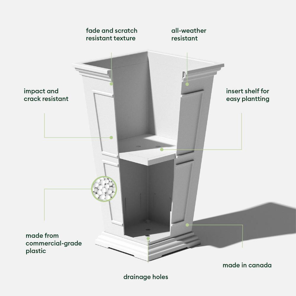 Veradek Brixton Tall 26" Plastic Planter - White
