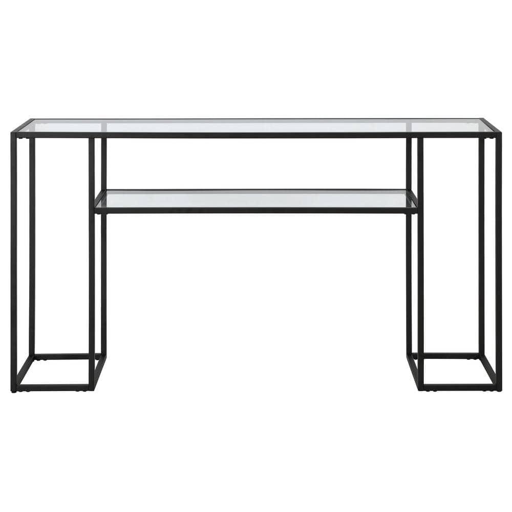 Evelyn&Zoe Marilyn 55" Wide Rectangular Console Table, Blackened Bronze