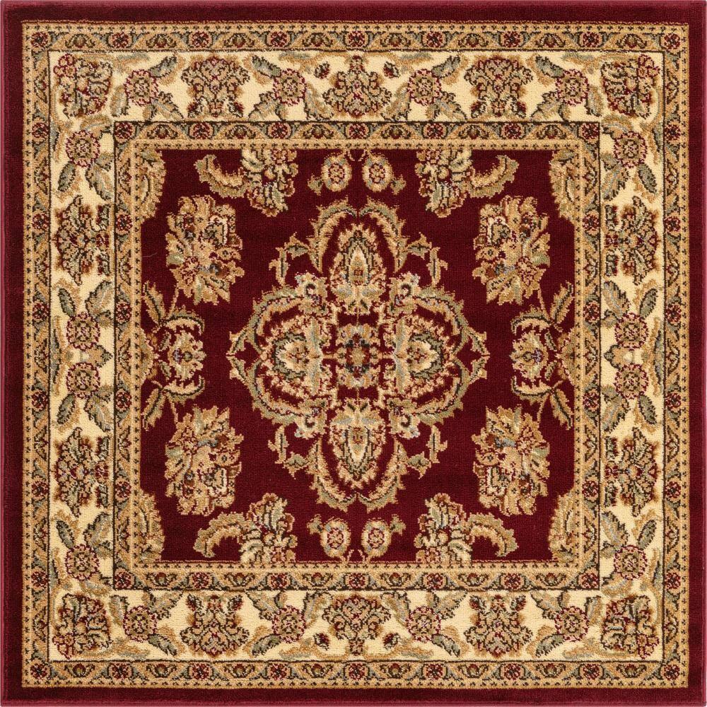 Unique Loom Voyage Collection Area Rug - Reddington (4' 1" Square Red/Cream)
