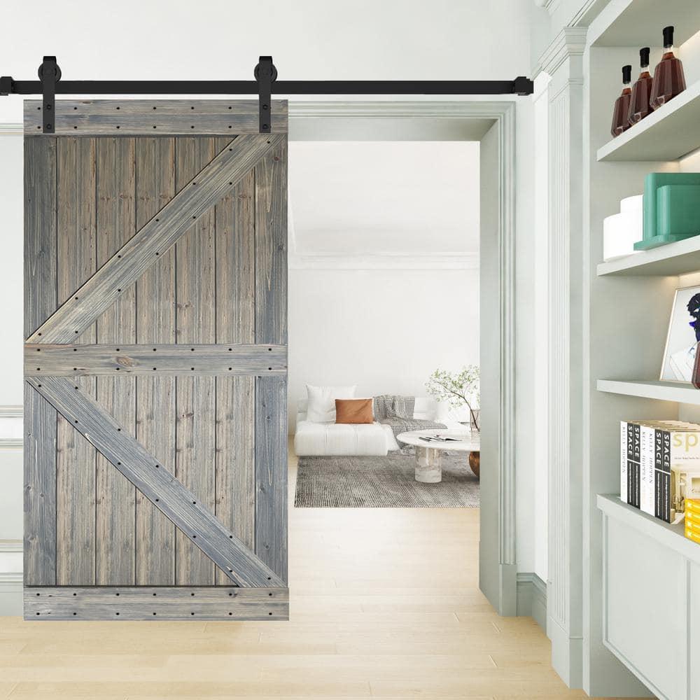IsLife K Style Solid Wood Sliding Barn Door Without Hardware Kit (Door Slab Only) - Assembly Needed
