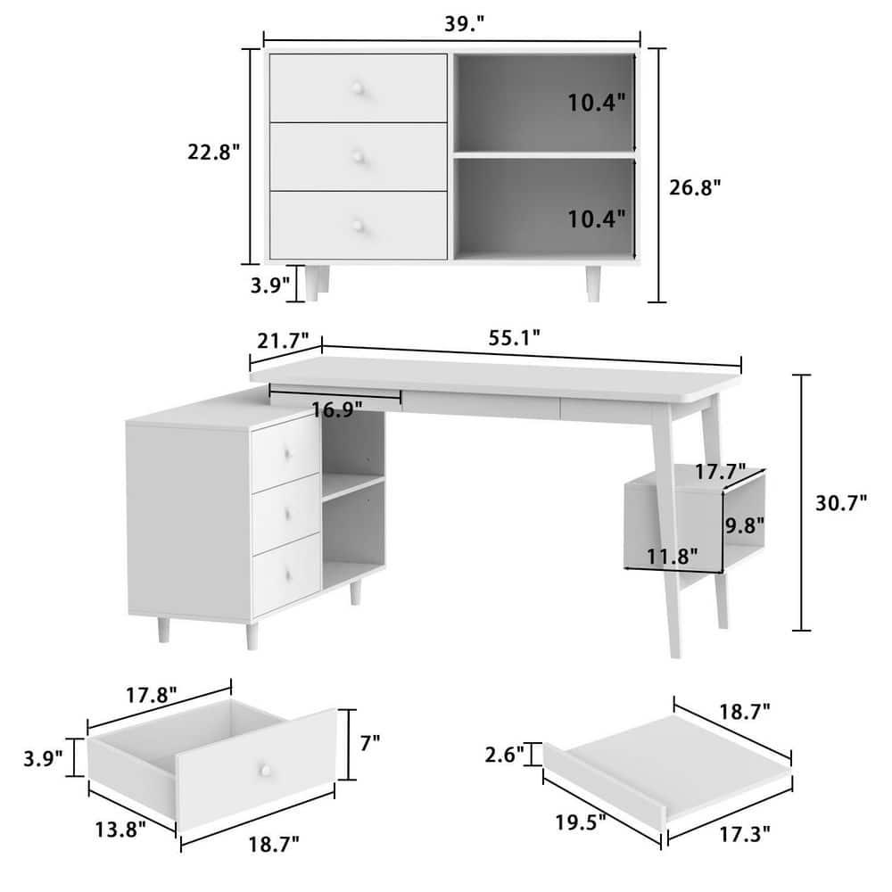 KULAGAGA Writing Desk with Drawers and File Cabinet, L Shaped Office Desk Computer Table, Espresso