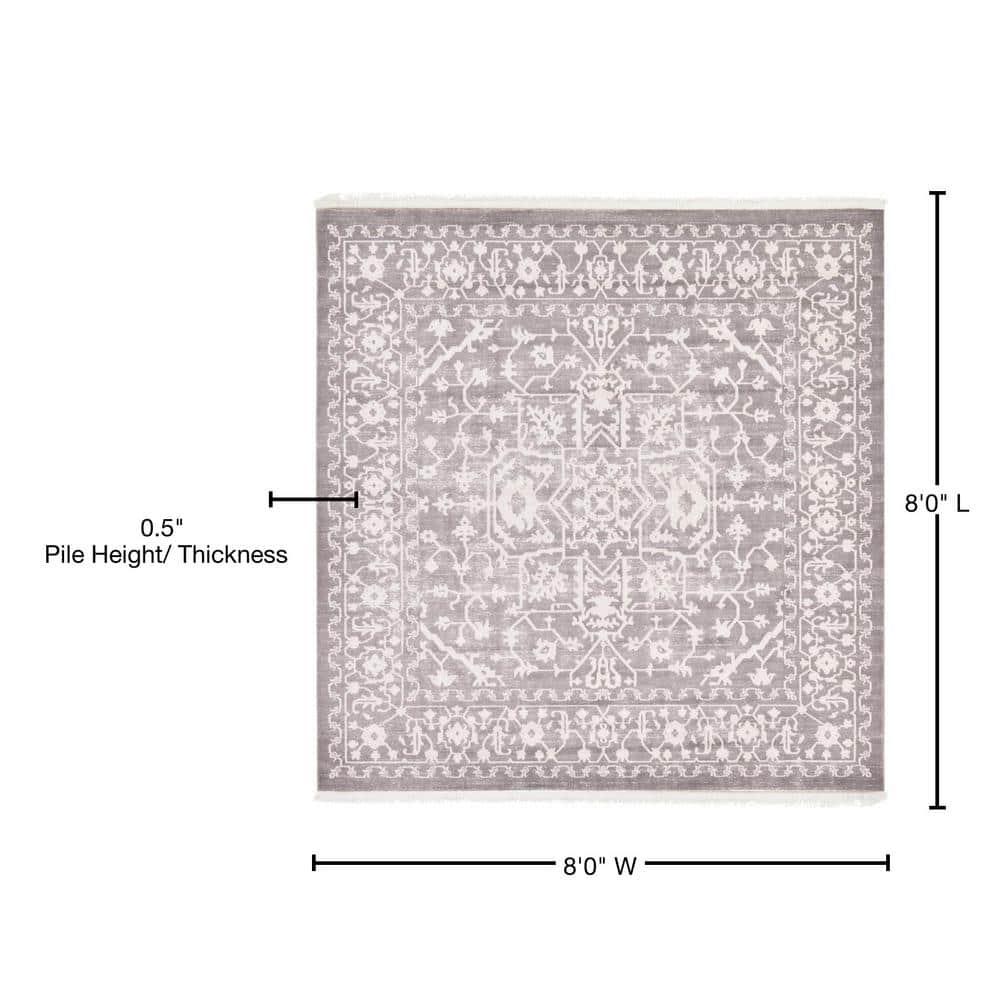 Unique Loom New Classical Collection Area Rug - Olympia (8'  Square Light Gray/Ivory)