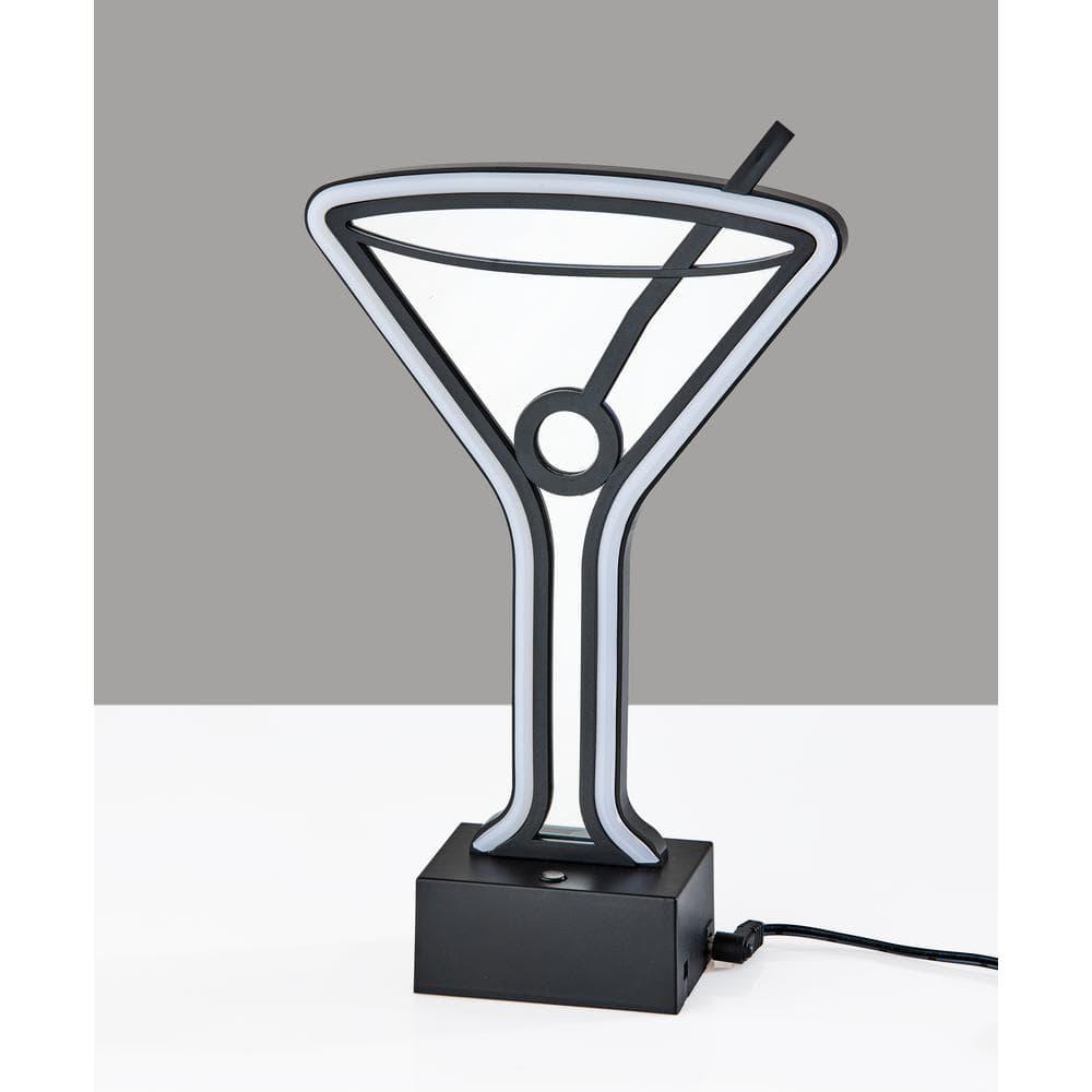 Infinity Neon Martini Glass Table/Wall Lamp Black - Adesso: USB Powered, Battery Option, LED Lighting