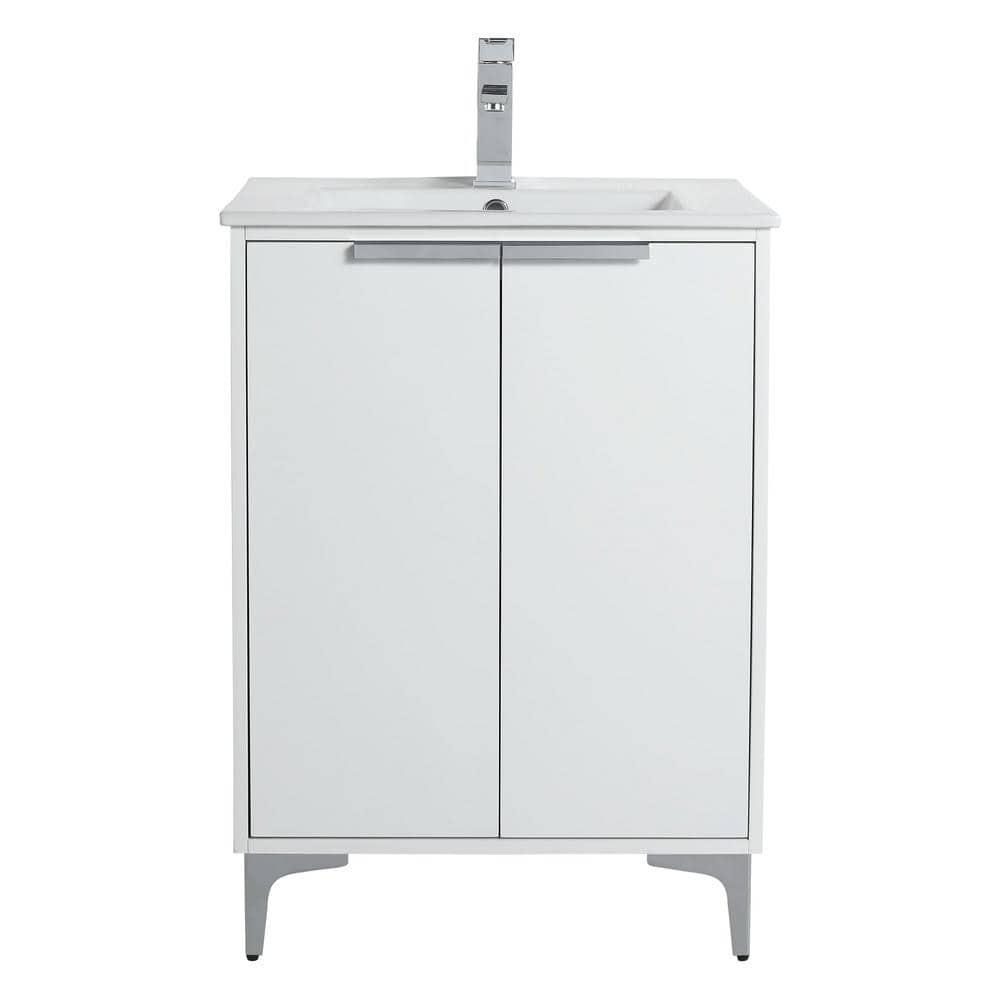 Fine Fixtures Wilmington 24 Inch Bathroom Vanity With Sink - Fully Assembled Bathroom Sink Cabinet, Bathroom Vanities, White Bathroom Vanity, Small Bathroom Sink Cabinet, 24 Bathroom Vanity With Sink