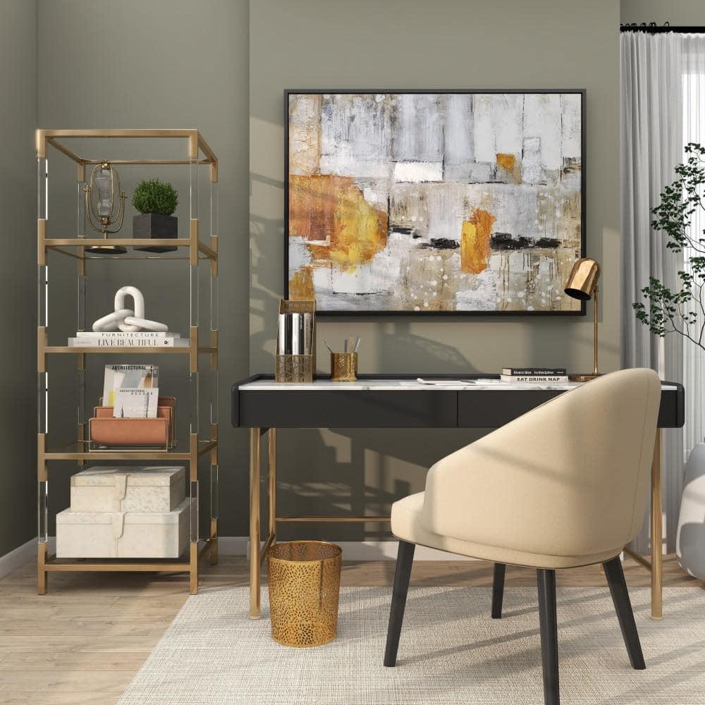69" Metal and Acrylic Bookcase Gold - Olivia & May: No Assembly, 5 Fixed Shelves