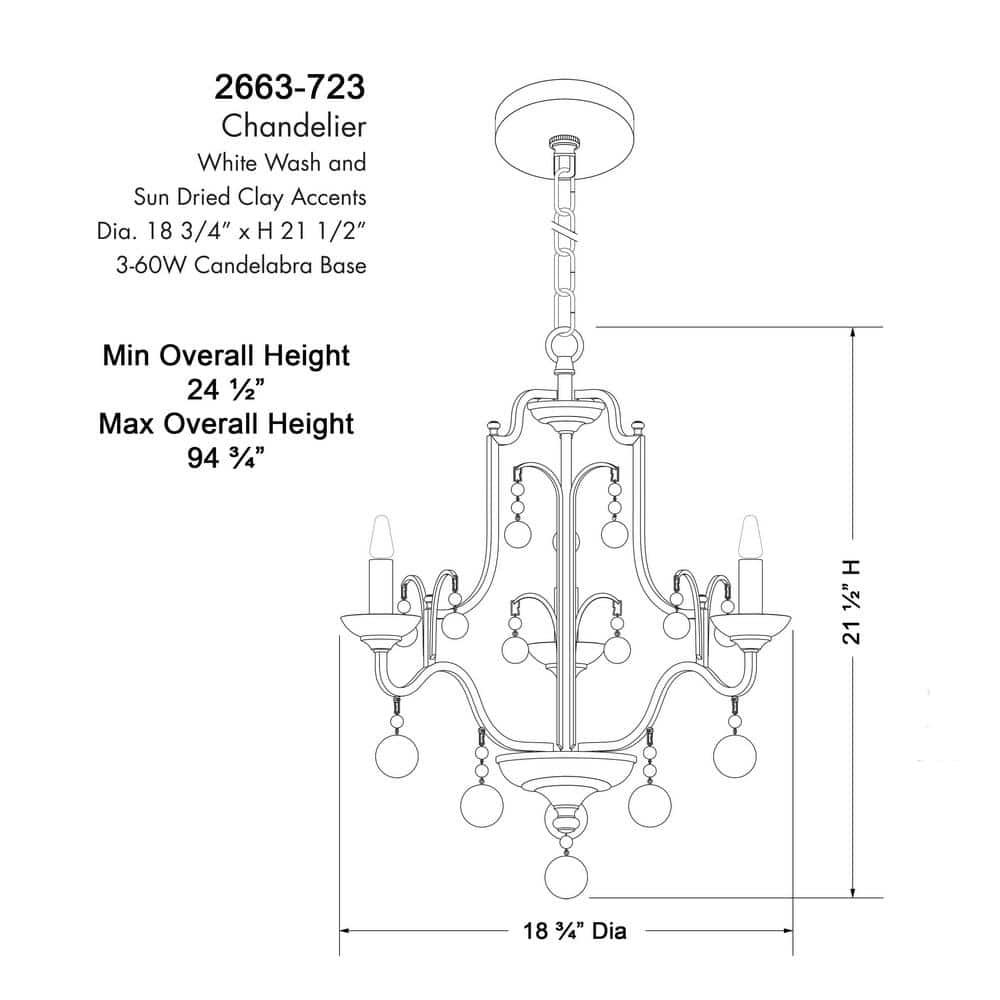 Minka Lavery - Colonial Charm - 3 Light Chandelier-21.5 Inches Tall and 18.75