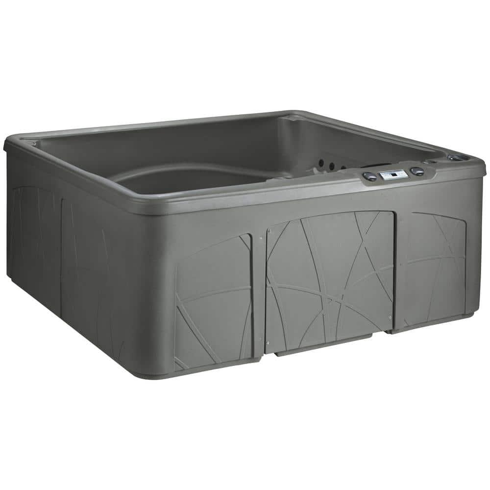 Lifesmart Spas 5 Person Plug and Play Hot Tub, 110 Volt 28 Jet Outdoor Spa with LED, Waterfall, Durable Thermal Cover, and Ozonator, LS350DX, Taupe