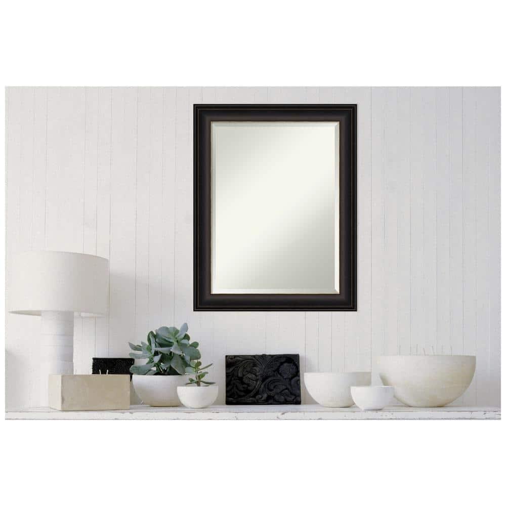 22" x 28" Trio Oil Rubbed Framed Bathroom Vanity Wall Mirror Bronze - Amanti Art: Modern Rectangle, Beveled Glass, Wall Mount