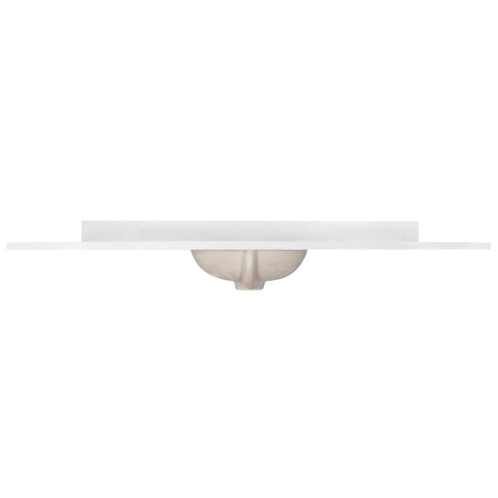 61 Inch Cultured Marble Vanity Top with Backsplash, Improved Package, White