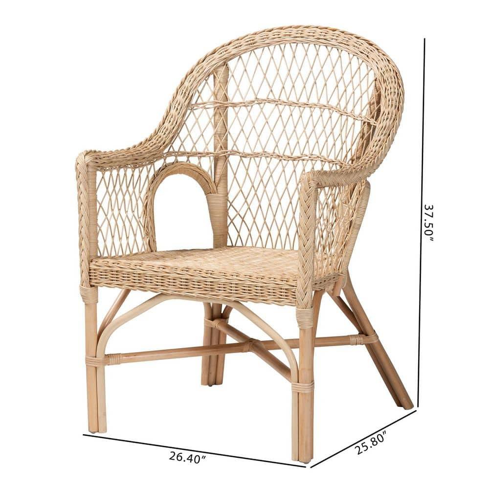 bali & pari Zaira Modern Bohemian Natural Rattan Arm Chair