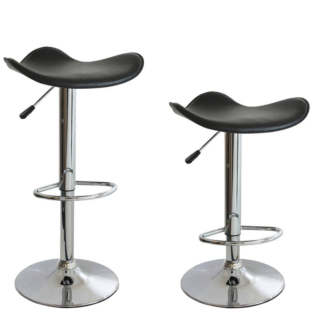 AmeriHome Adjustable Swivel Seat Backless Bar Stool with Polished Chrome Plated Steel Base