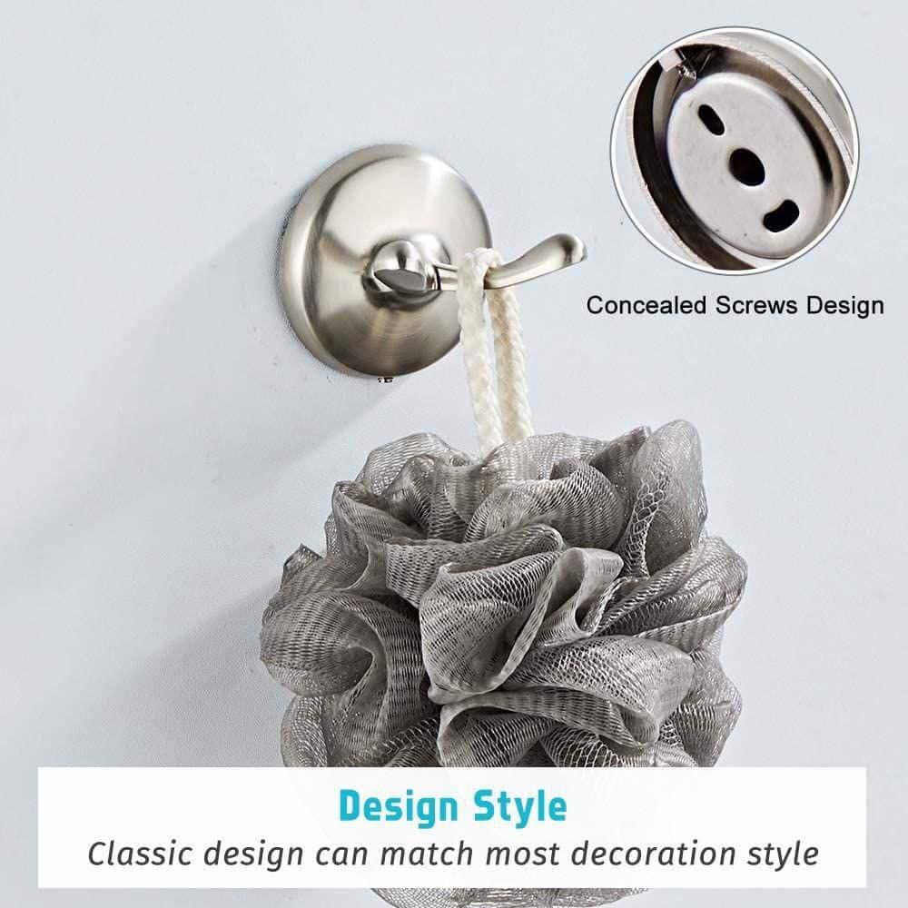 4 Piece Bathroom Accessory Set(Adjustable Towel Bar, Towel Ring, Toilet Paper Holder,Towel Hook), Wall Mounted Bathroom Hardware Accessories Set,Brushed Nickel