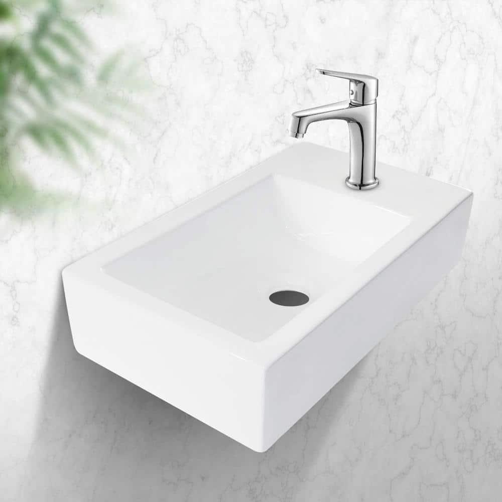 Lordear LGP1810-11 Lordear 10'' White Ceramic Rectangular Bathroom Sink