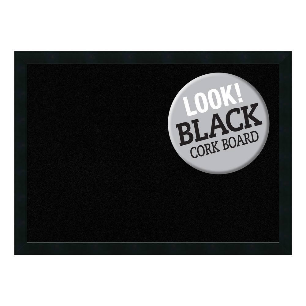 Amanti Art Black Cork Board Wood Framed Mezzanotte Black Bulletin Board 30 in. x 22 in.