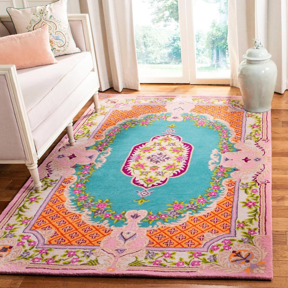Bellagio BLG535 Hand Tufted Area Rug - Blue/Pink - 8'x10' - Safavieh.