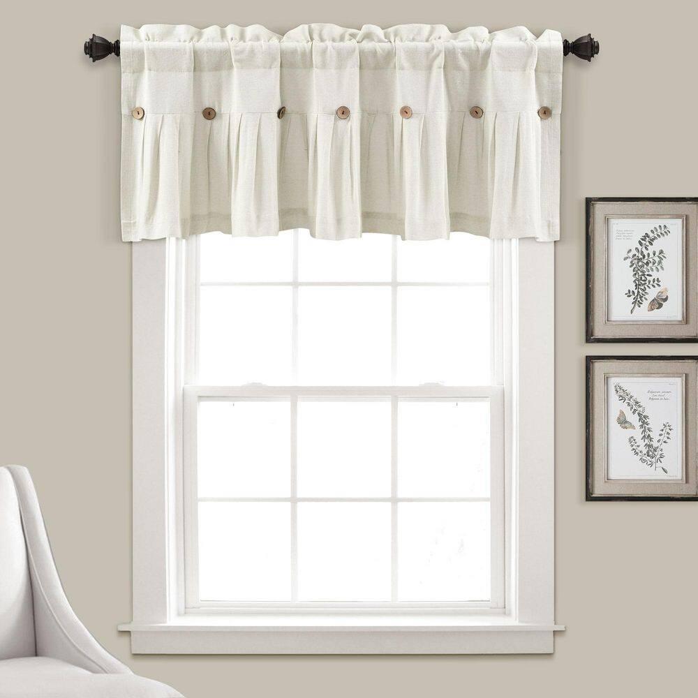 Lush Decor Linen Button Cotton Blend Tailored Window Valance