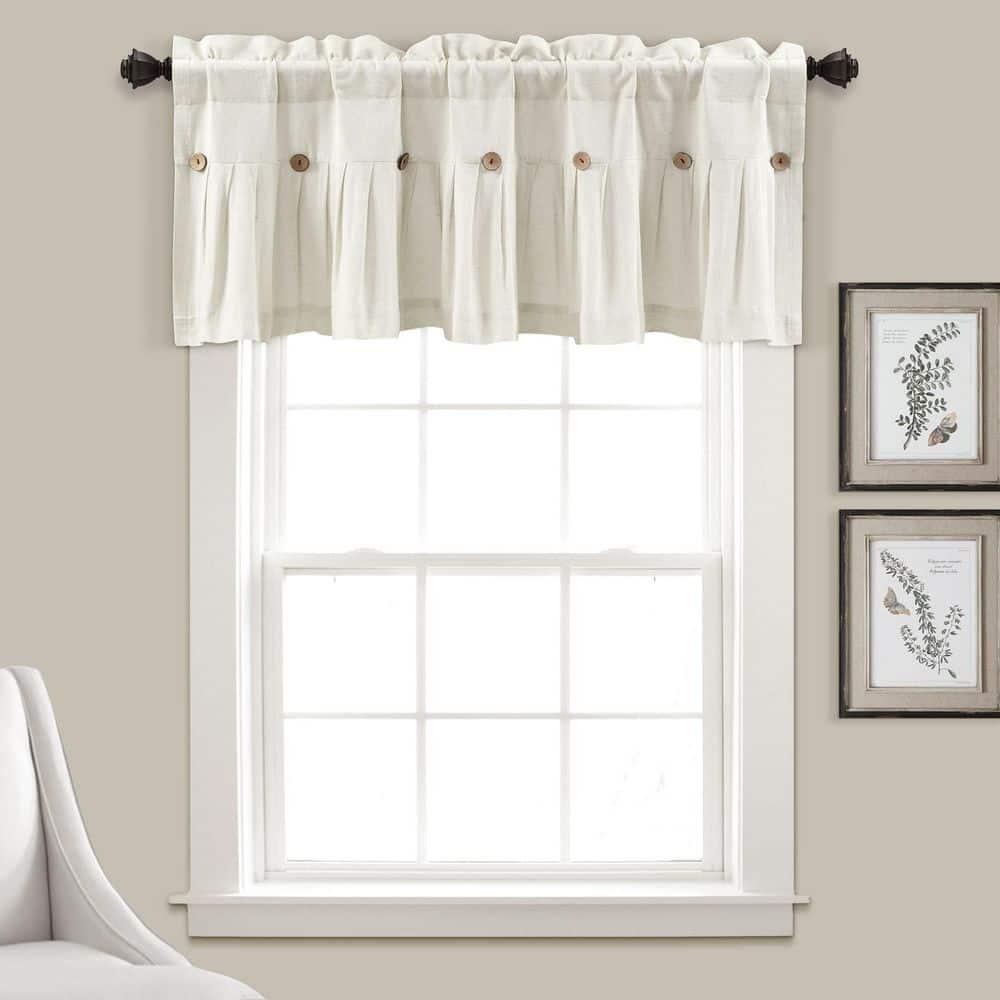 Lush Decor Linen Button Cotton Blend Tailored Window Valance