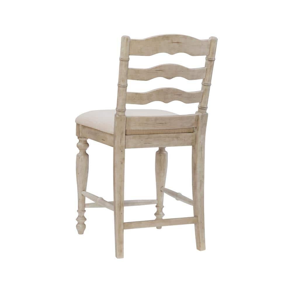 24" Marino Padded Seat Counter Height Barstool Upholstered Seat and Back White - Linon: Rubberwood Frame, Foam Fill, Ladder-Back Design