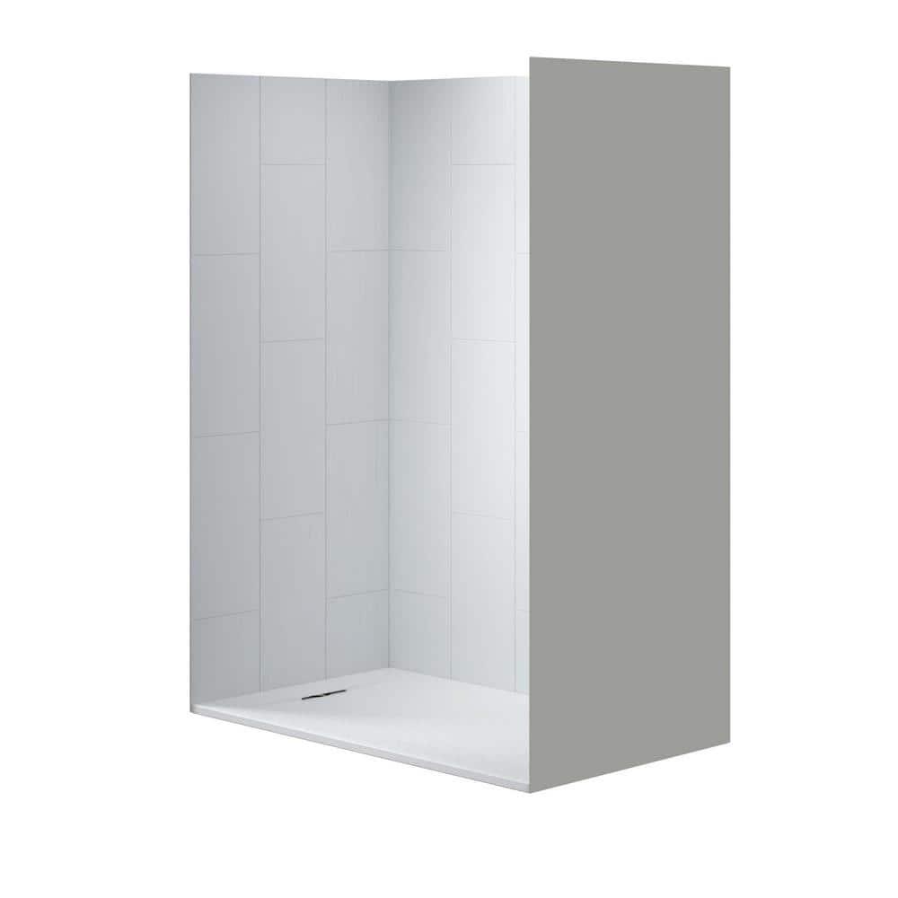 WoodBridge 60'' W 75'' H Framed Rectangle Shower Stall SWP603675-3-SB-M+SUS-WH-6036