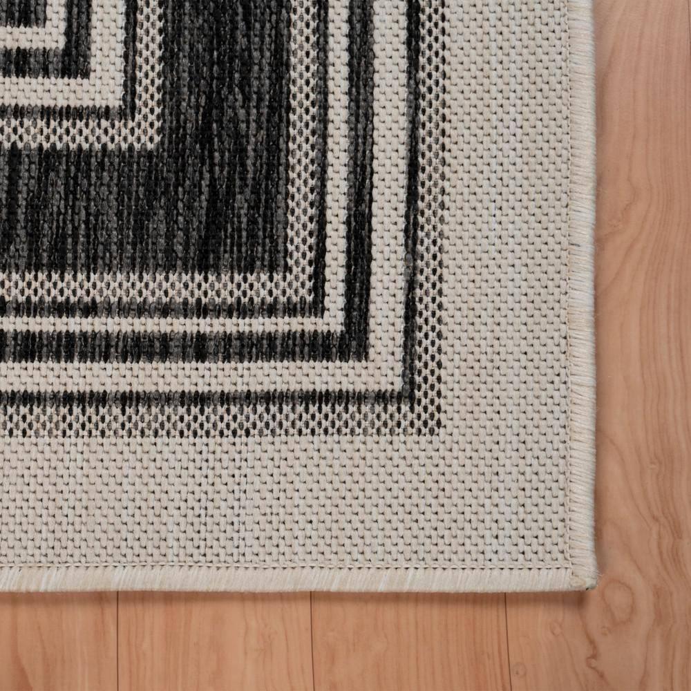 LR Home Kiara 5'3" x 7', Ivory/Black/Gray Bordered Fade & Stain Resistant Indoor/Outdoor Area Rug