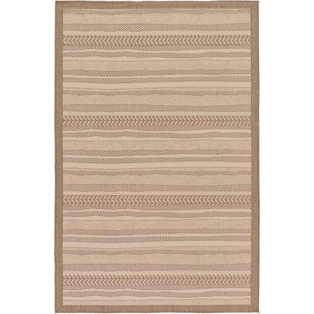Unique Loom Lines Outdoor 5 x 8 (ft) Loomed Polypropylene Brown/Beige Rectangular Indoor/Outdoor Geometric French Country Area rug
