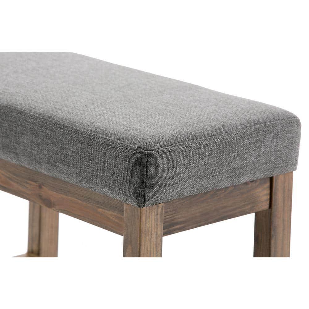 Simpli Home Milltown Solid Wood Footstool Small Ottoman Bench In Grey