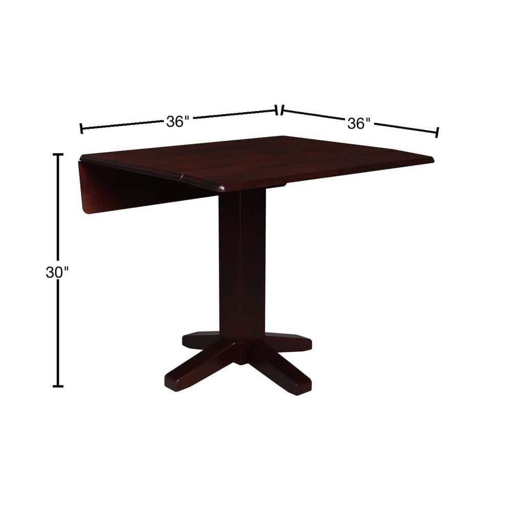 36" Sanders Square Dual Dining Table Rich Mocha - International Concepts: Solid Wood, 4-Seater Kitchen Table