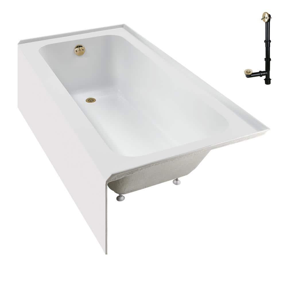Streamline Bath Streamline 60 in. x 30 in. Acrylic Left-Hand Drain Alcove Bathtub in Glossy White With External Drain NAL-5640-PBR