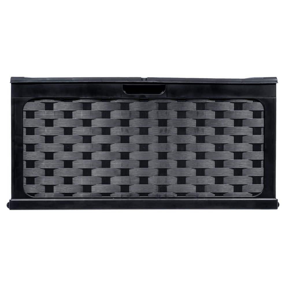 Starplast 88 Gallon Rattan Deck Box, Black
