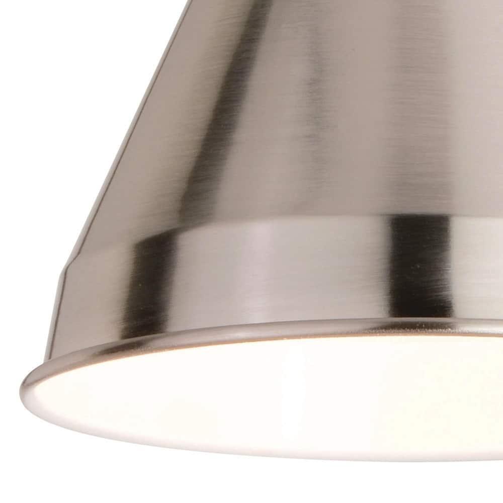 Alexis 6 in W Satin Nickel and Matte White Adjustable Swing Arm Wall Lamp with Metal Shade