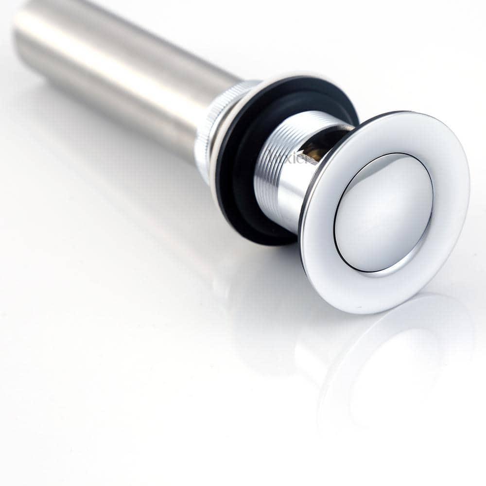Luxier DS04-T Bathroom Sink Push Pop-Up Drain Stopper with Overflow Chrome
