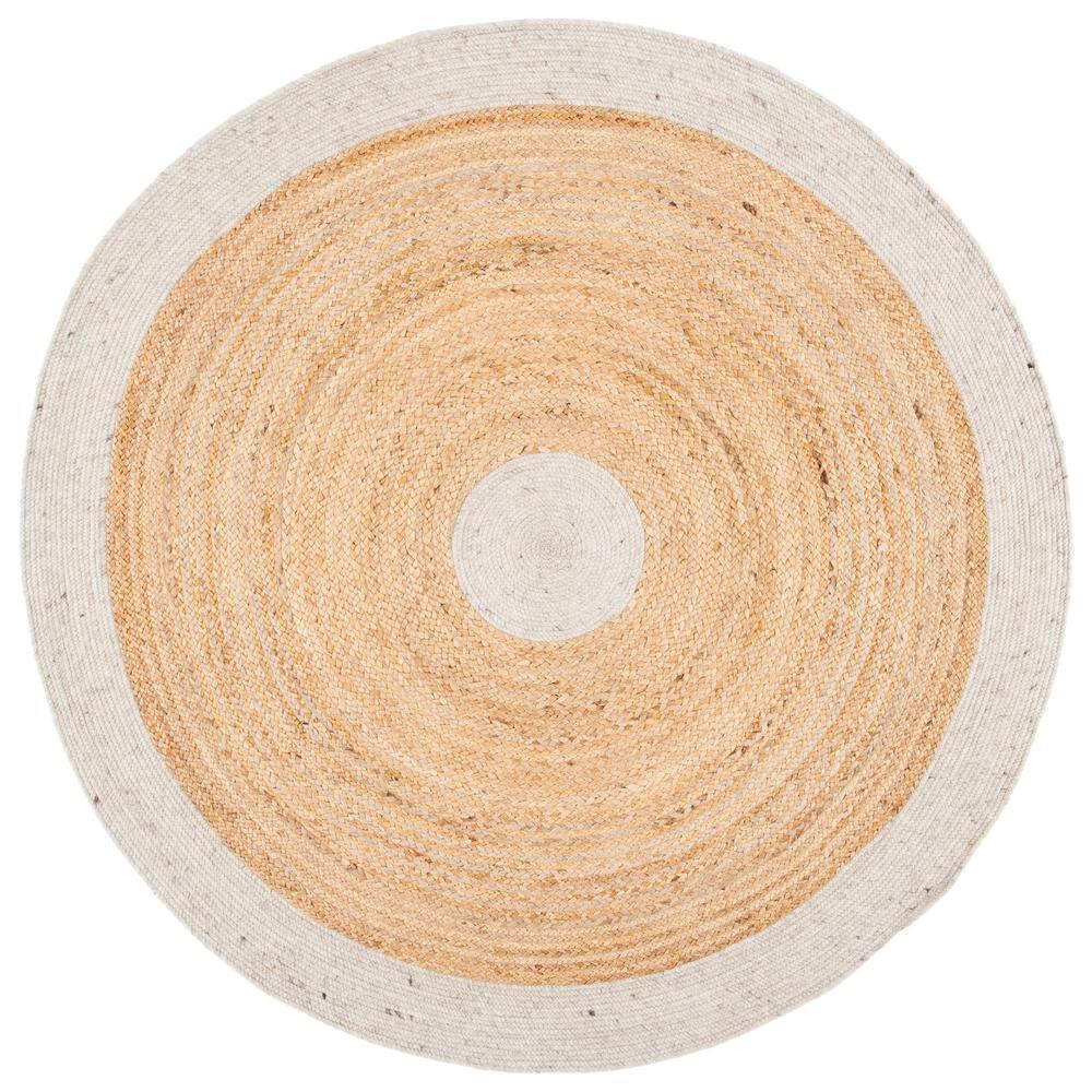 Braided BRD910 Hand Woven Indoor Area Rug - Beige/Natural - 5' Round - Safavieh