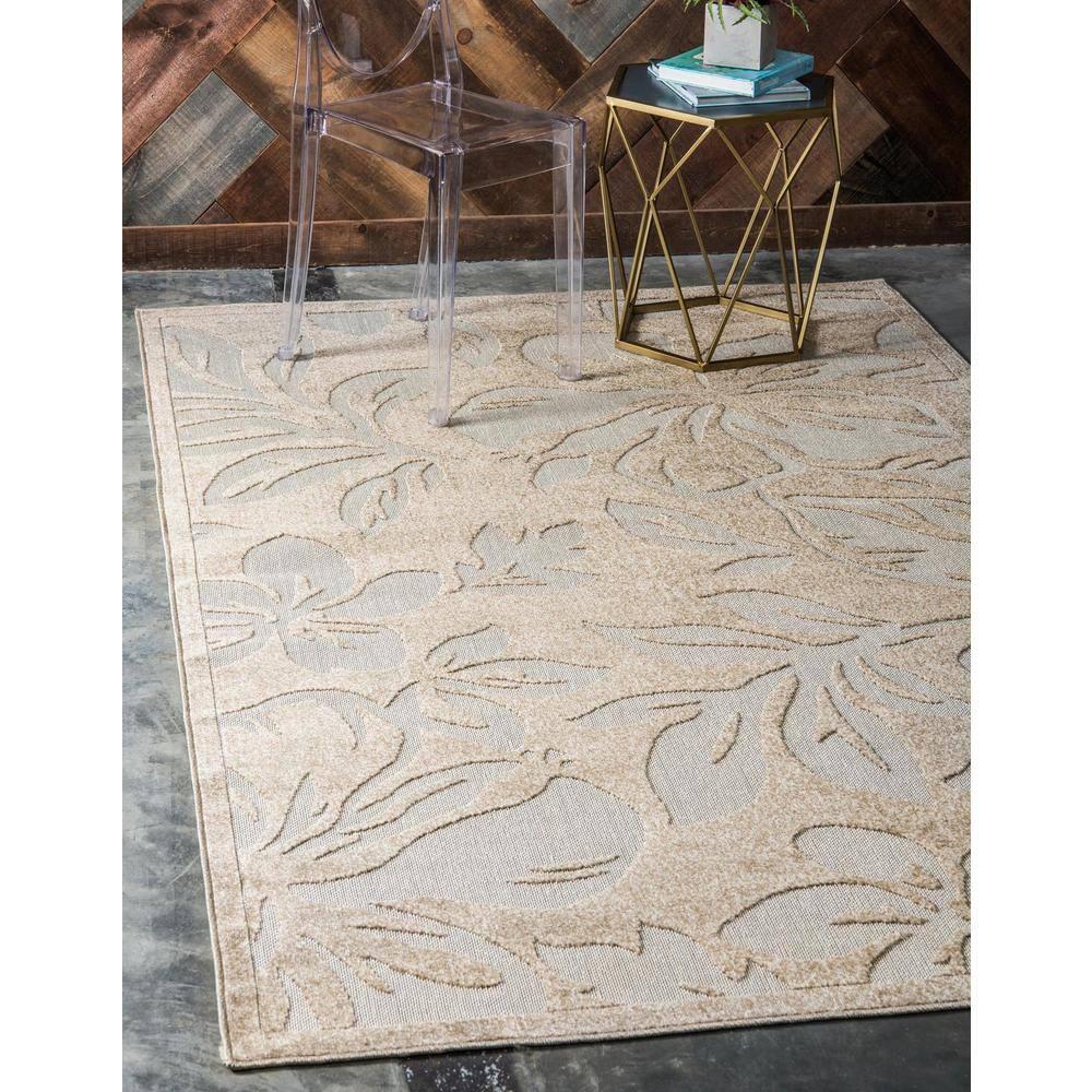 Unique Loom 7' 1 x 10' 0 Beige Outdoor Botanical Jacksonville Area Rug
