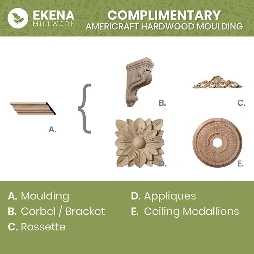 Ekena Millwork WM48 - Americraft Crown Moulding, 3 11/32"H x 2 5/8"P x 4 1/4"F x 96"L, Primed Finger-Joint Pine