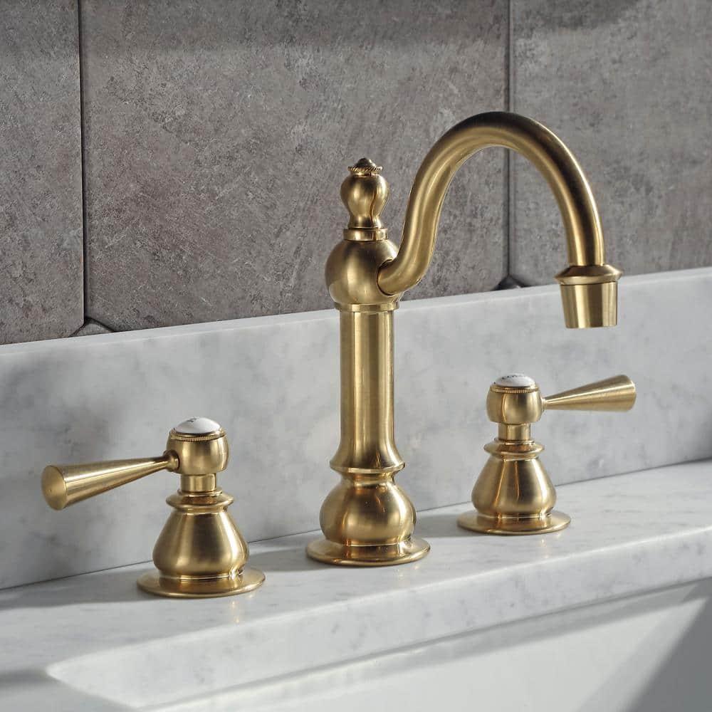 Water Creation  Satin Brass High Arc Torch Lever Handle True Brass Lavatory Faucet