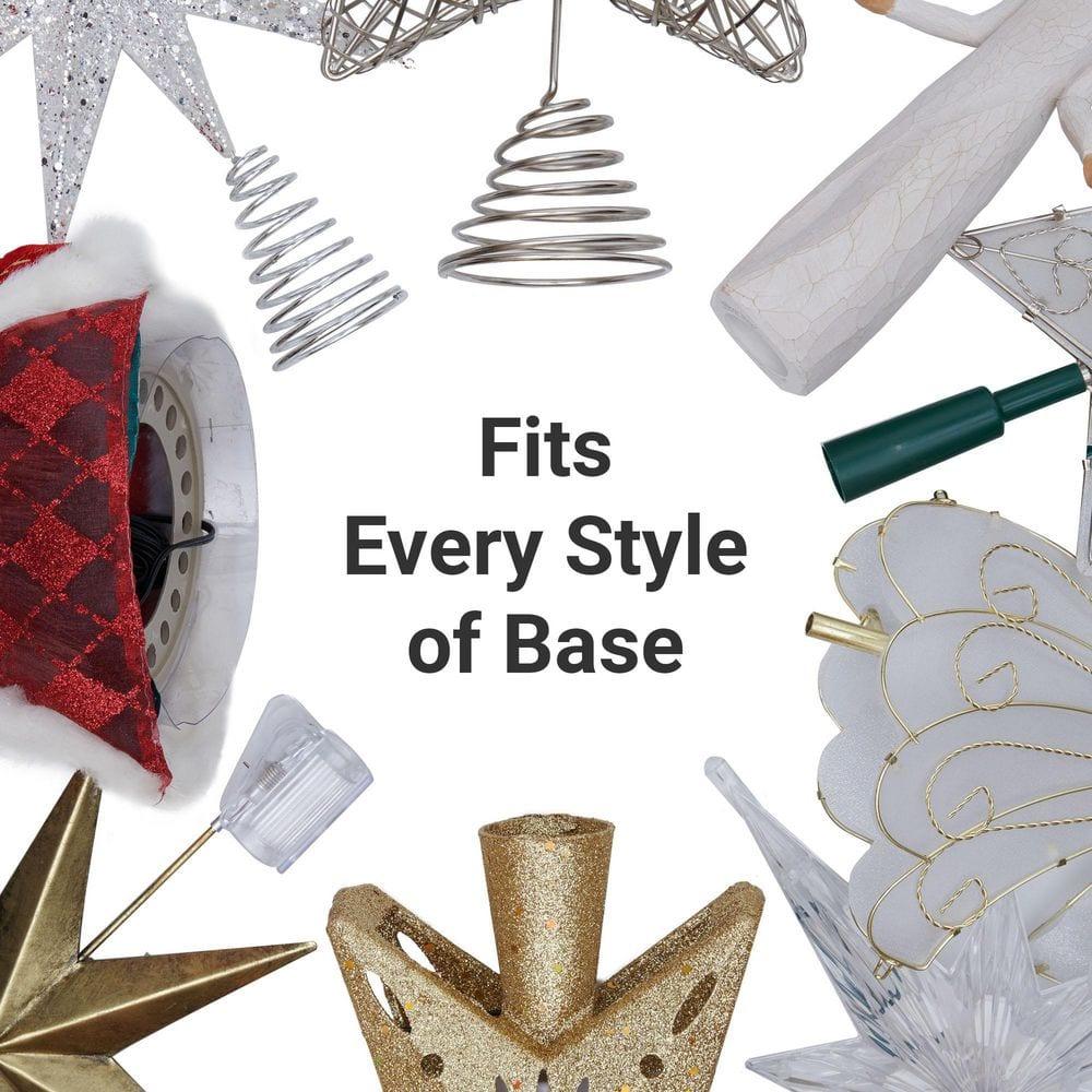 [Christmas Tree Topper Holder] - Twist-on Holiday Universal Tree Topper Stabilizer Fits All Base Types- Metal Green Support Rod with Adjustable attachments to stabilize Seasonal Treetop Ornaments