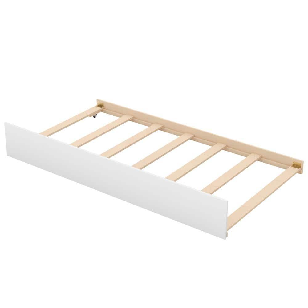 Harper & Bright Designs Solid Wood Bunk Bed Frame with Trundle, Twin Over Twin Loft Bed With Storage Stairways and Guardrails for Kids and Teens