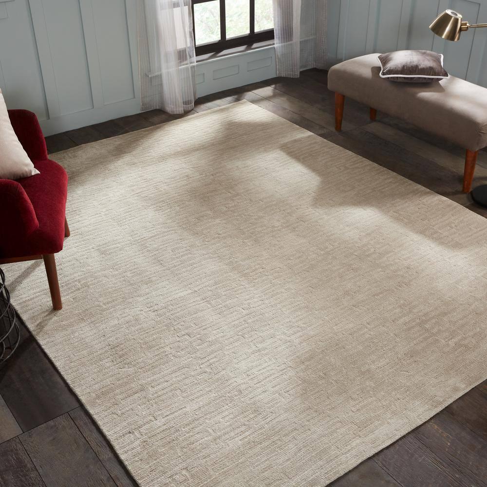 Handmade Linear Pattern Area Rug Linen 3'6" x 5'6" 4' x 6'