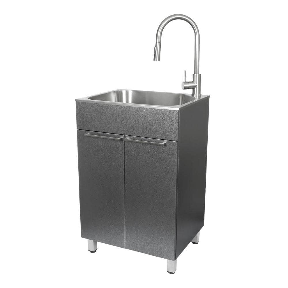 All-In-One 22" L x 18" W Free Standing Compact Laundry Sink with Faucet