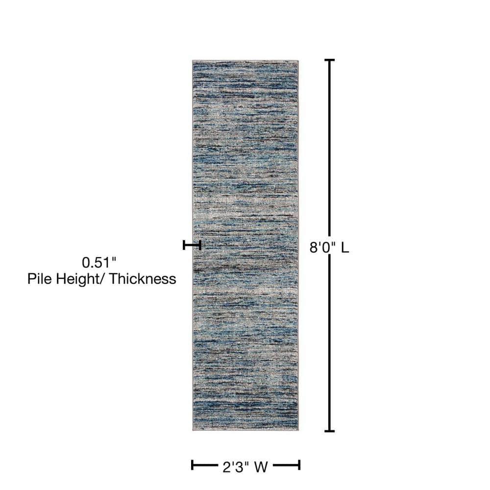 Galaxy GAL113 Power Loomed Indoor Runner - Blue/Grey - 2'3"x8' - Safavieh
