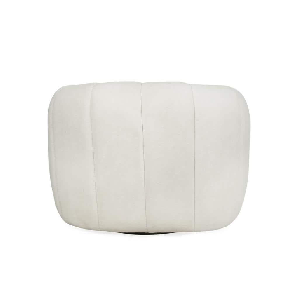 Noble House Smith  Textured Boucle White Modern Swivel Club Chair