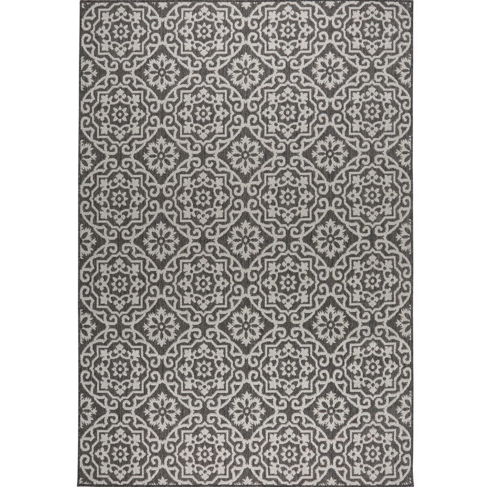 Nicole Miller New York Patio Country Danica Geometric Indoor/Outdoor Area Rug, Black/Grey